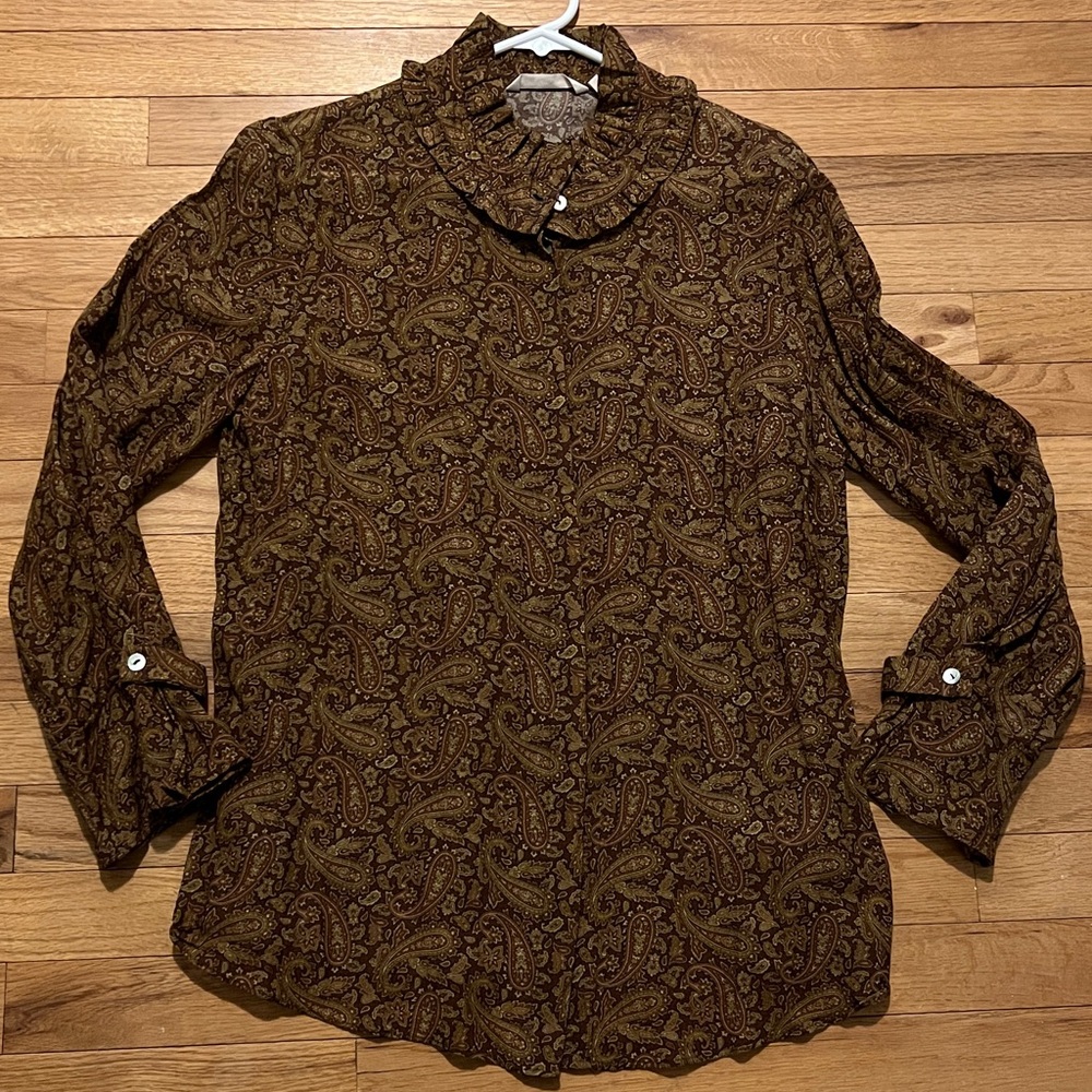 Soft Surroundings Brown Paisley Blouse